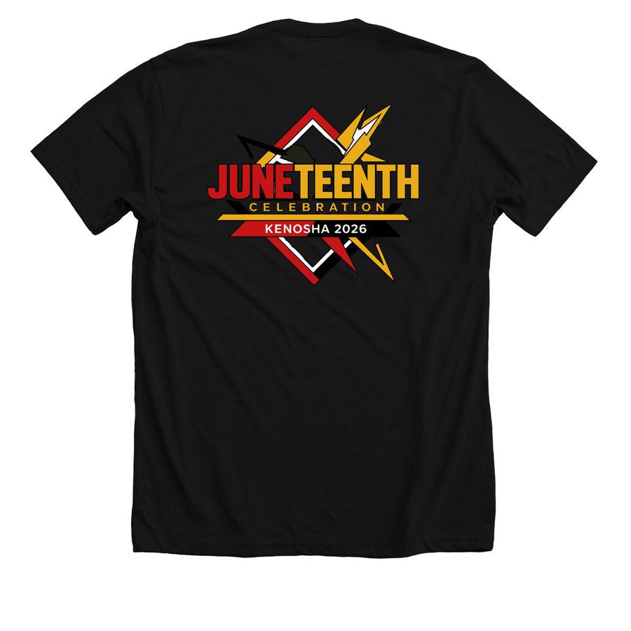 2026 Kenosha Juneteenth Shirt Fundraiser, a Solid Black Blend Premium Unisex Tee (back-view)