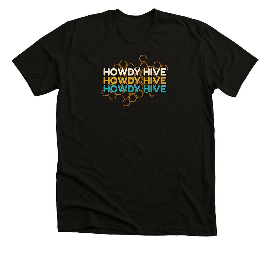 Howdy Hive- Honey Comb, a Solid Black Blend Premium Unisex Tee