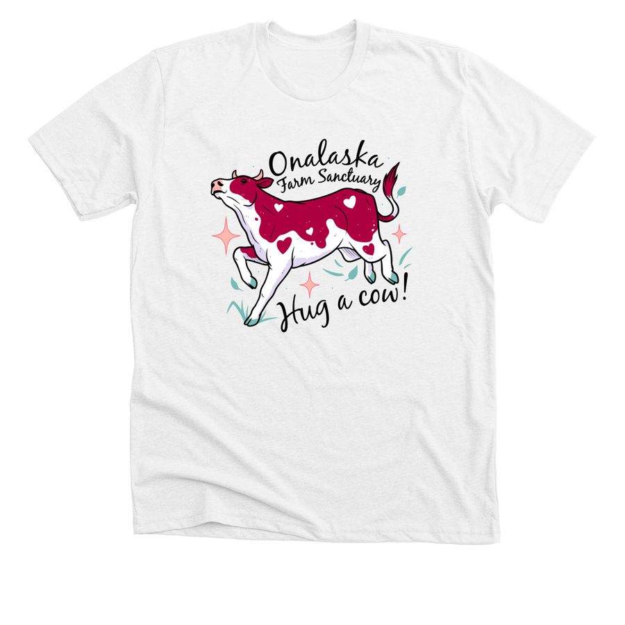 Hug A Cow, a Solid White Blend Premium Unisex Tee
