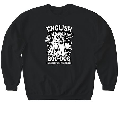 English Boo-Dog, a Black Softstyle Crewneck Sweatshirt