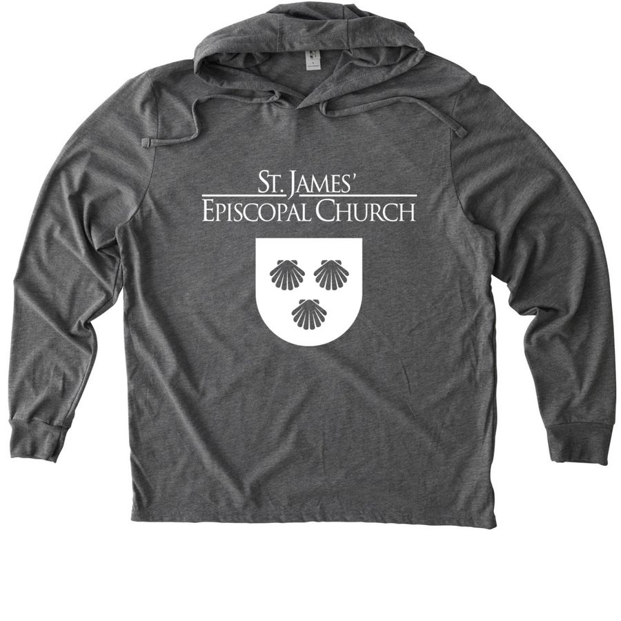 Shirt on DARK background w/ white logo, a Aluminum Grey Allmade Eco Triblend Hoodie Tee
