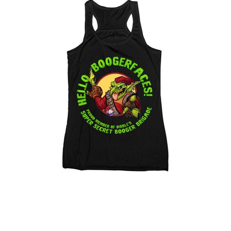 HELLO BOOGERFACES SHIRTS, a Black Women's Racerback