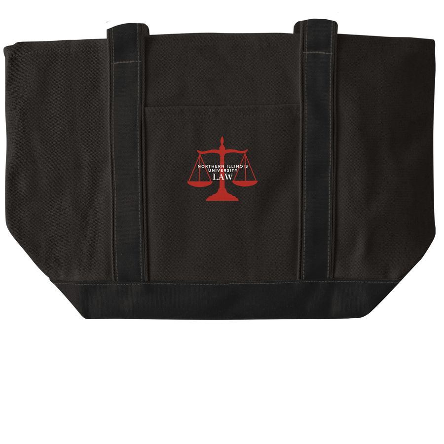 Law Merch Tote (large w/white lettering), a Black/Black Large Two-Tone Canvas Tote Bag