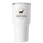 Coalition to Save Catalina Island Deer, a White Insulated Tumbler (back-view)