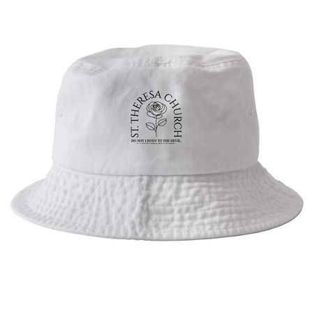 St. Theresa Church White Hat, Rose, a White Printed Bucket Hat