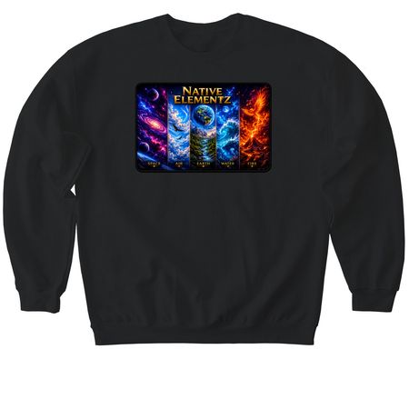 Native Elementz Shirt [Image on Front], a Black Softstyle Crewneck Sweatshirt