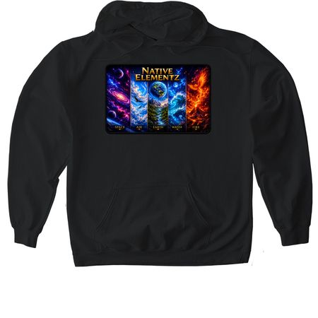 Native Elementz Shirt [Image on Front], a Black Gildan Softstyle Pullover Hoodie