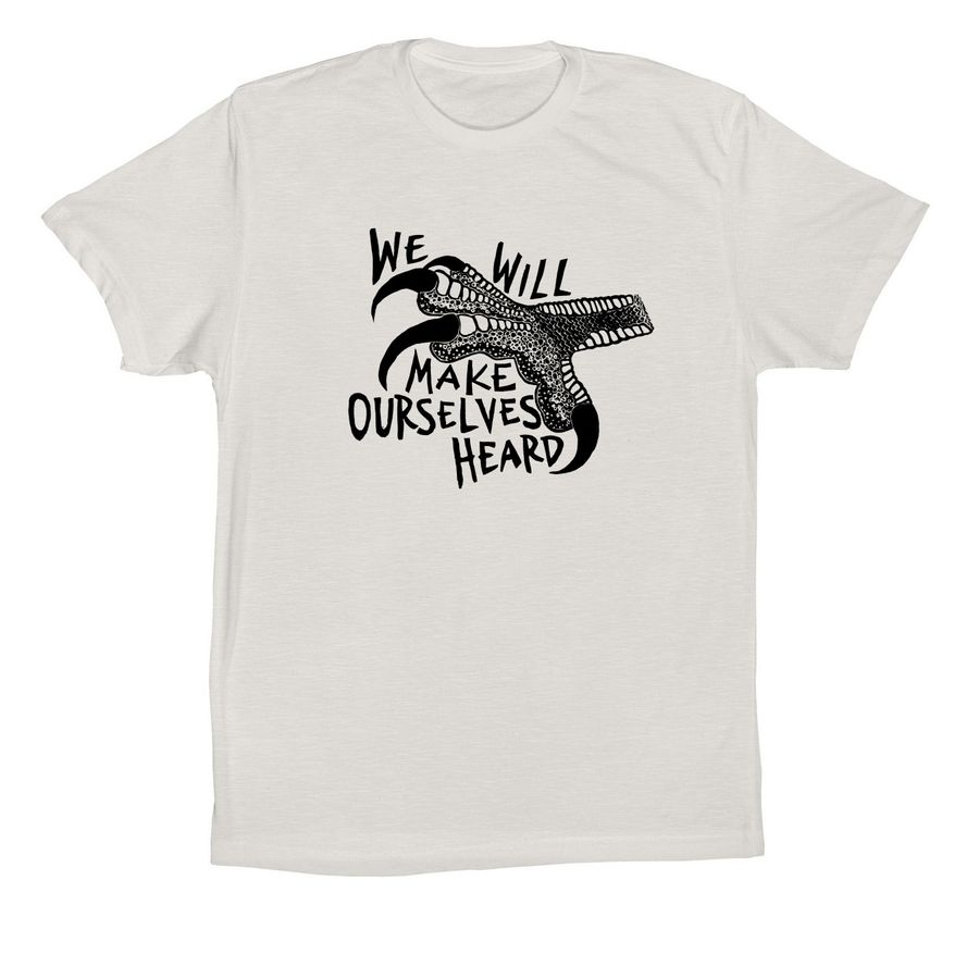 We Speak With Talons, a Vintage White Premium Cotton Tee