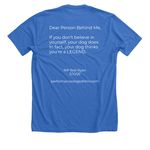 PDO - Awareness 2025, a Heather True Royal Premium Unisex Tee (back-view)