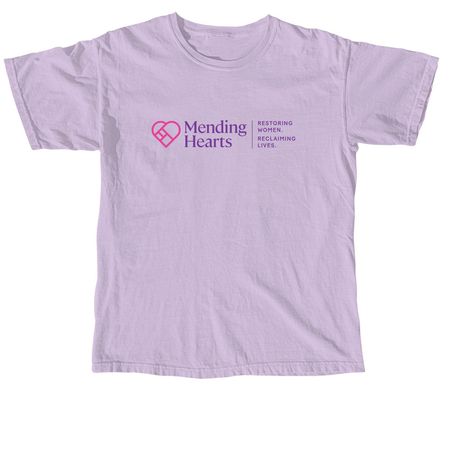 Mending Hearts Logo, a Orchid Comfort Colors Unisex Tee