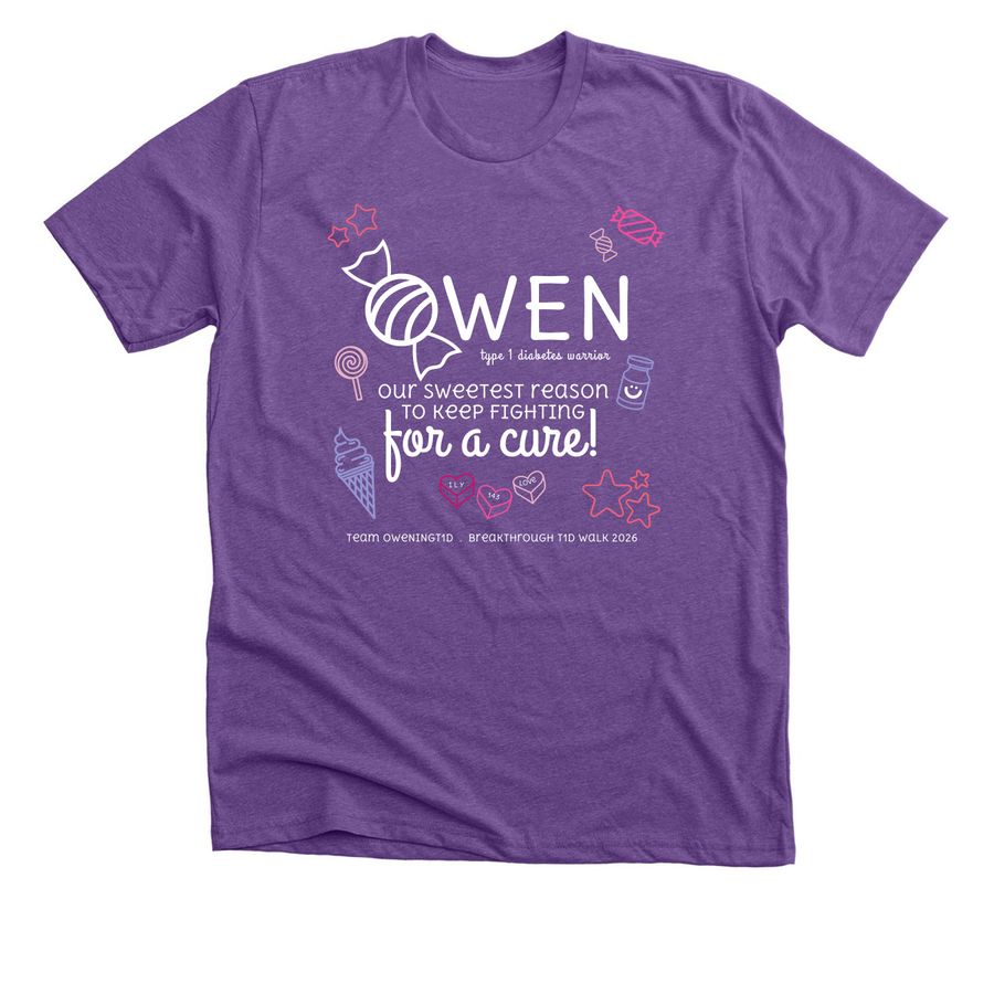 Owen's Walk 2026, a Heather Team Purple Premium Unisex Tee