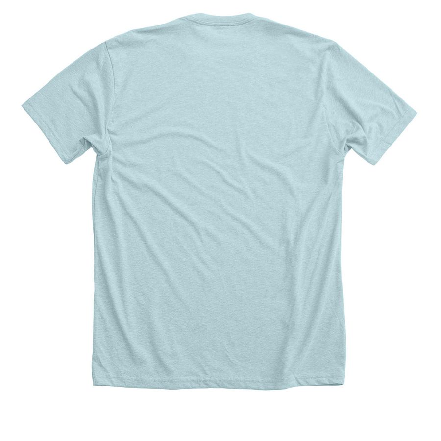 Big Blind Bear, a Heather Ice Blue Premium Unisex Tee (back-view)