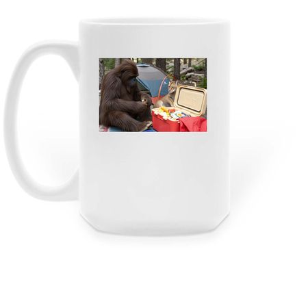 The Cryptid and the Cougar, a White Large Coffee Mug (back-view)