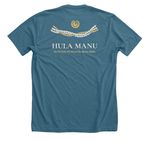 Hula Manu Uniform Top, a Heather Deep Teal Premium Unisex Tee (back-view)