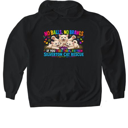 No Balls, No Brawls, a Black Gildan Softstyle Pullover Hoodie