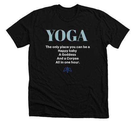 Yoga shirt! A conversation starter, a Solid Black Blend Premium Unisex Tee