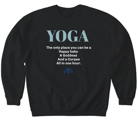 Yoga shirt! A conversation starter, a Black Softstyle Crewneck Sweatshirt