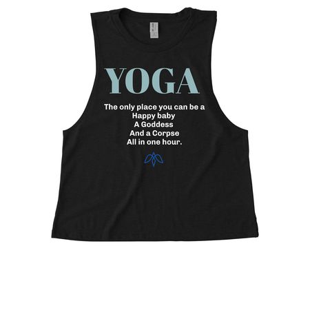 Yoga shirt! A conversation starter, a Deep Black Allmade Eco Triblend Women?s Muscle Tank