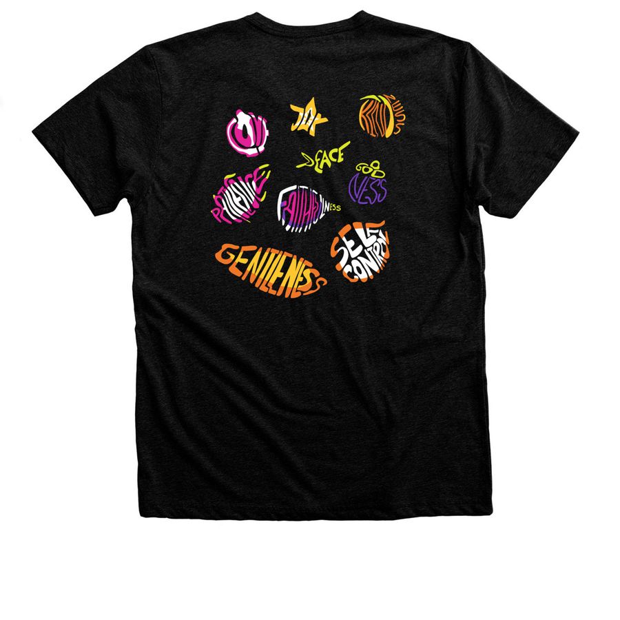 Stay Fruity, a Black Heather Premium Unisex Tee (back-view)