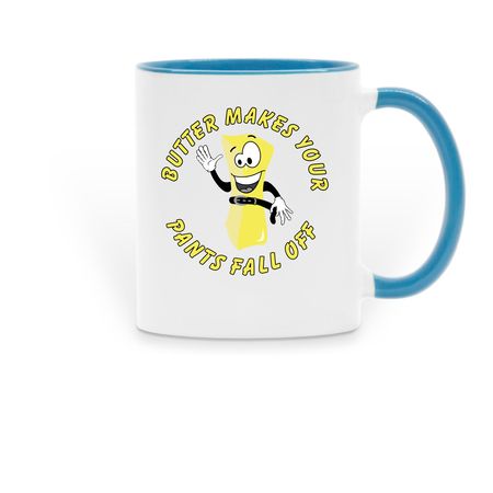 Butter Bob Coffee Mugs, a Light Blue Two-Tone Ceramic Mug