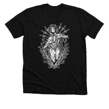 Six of Swords, a Solid Black Blend Premium Unisex Tee