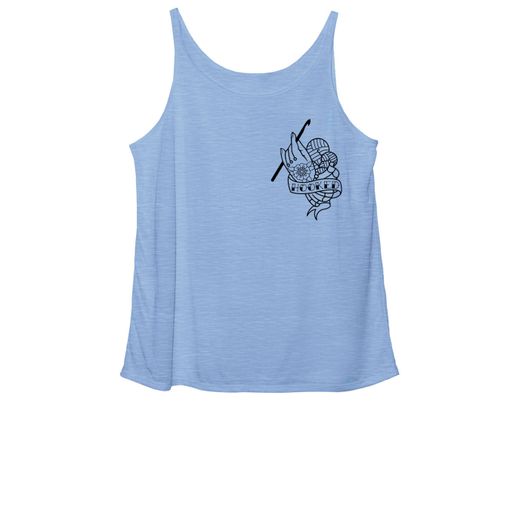Hooked Tattoo Flash Outline! Blue Triblend Women's Slouchy Tank