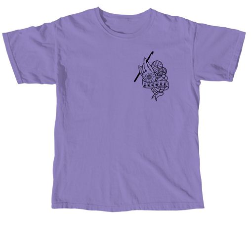 Hooked Tattoo Flash Outline! Violet Comfort Colors Tee