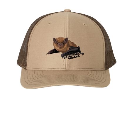 Bat Hat, a Khaki/ Coffee Printed Snapback Trucker Cap