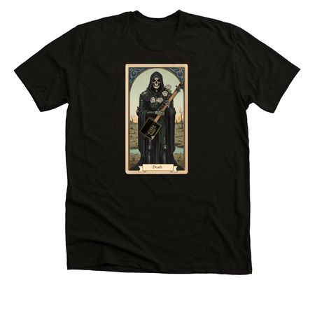 Der Tod und die Zigarren Kist Gitarre, a Solid Black Blend Premium Unisex Tee