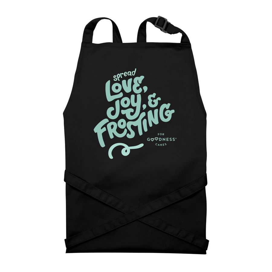 Spread Love, Joy, & Frosting!!, a Black Recycled Bib Apron