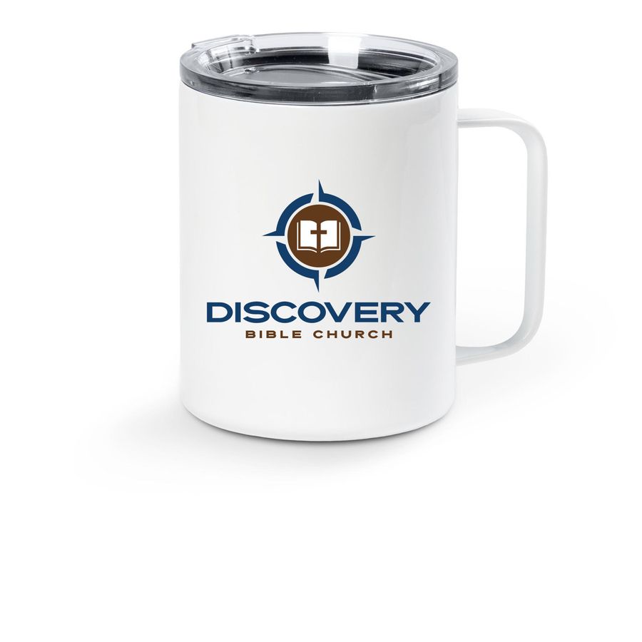 Insulated Coffee Mug - Full Color Logo, a White Stainless Steel Travel Mug
