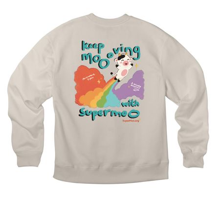 SuperMoo Keep Moving!, a Dust Premium Heavyweight Crewneck Sweatshirt (back-view)