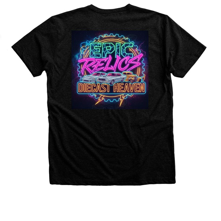 EPIC RELICS-Lightning Strike, a Black Heather Premium Unisex Tee (back-view)