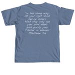 Pastor?s Favorite Verse, a Blue Jean Comfort Colors Unisex Tee (back-view)