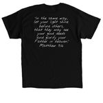 Pastor?s Favorite Verse, a Black Classic Unisex Tee (back-view)