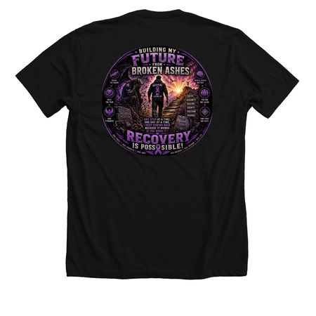 One Step At A Time, a Solid Black Blend Premium Unisex Tee (back-view)