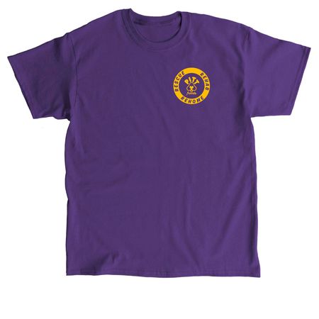 Eat, Sleep, Rescue Dogs, Repeat, a Purple Classic Unisex Tee (back-view)