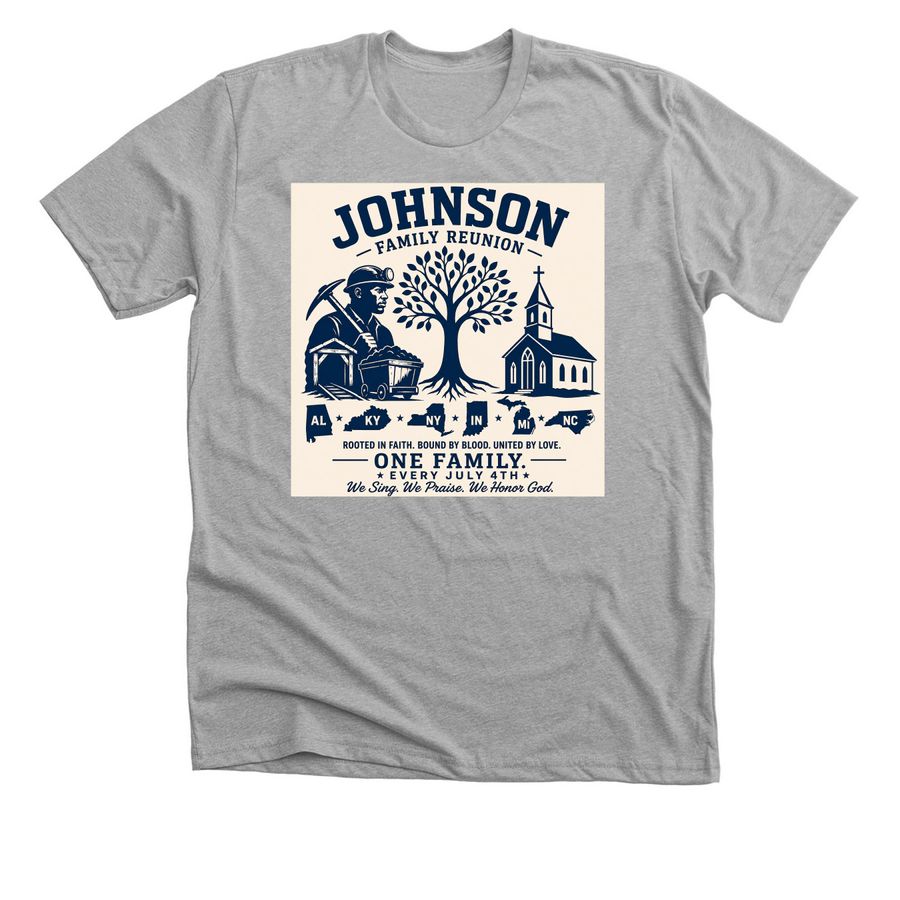 Johnson Family Reunion, a Athletic Heather Premium Unisex Tee
