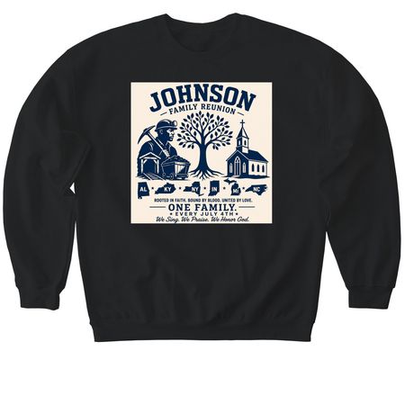 Johnson Family Reunion, a Black Softstyle Crewneck Sweatshirt