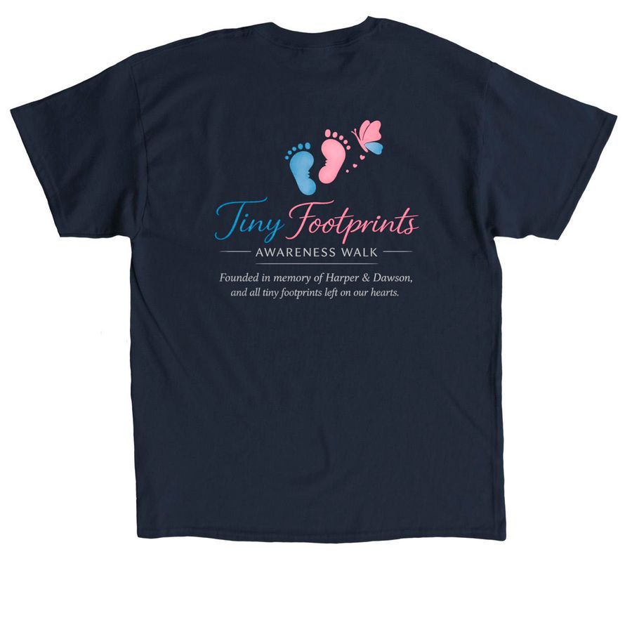 Tiny Footprints Awareness Walk, a Navy Classic Unisex Tee (back-view)