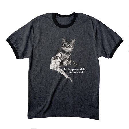 Blue Belle Ice, a Dark Heather Grey/ Jet Black Cotton Ringer Tee