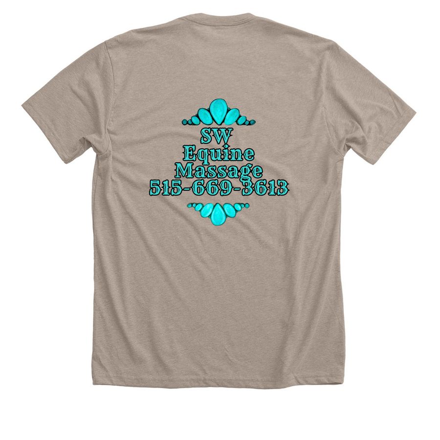 SW Equine Massage, a Heather Stone Premium Unisex Tee (back-view)