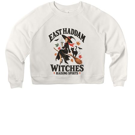 East Haddam Witches, a Vintage White Women's Premium Cropped Raglan Sweatshirt