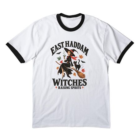 East Haddam Witches, a White/ Jet Black Cotton Ringer Tee