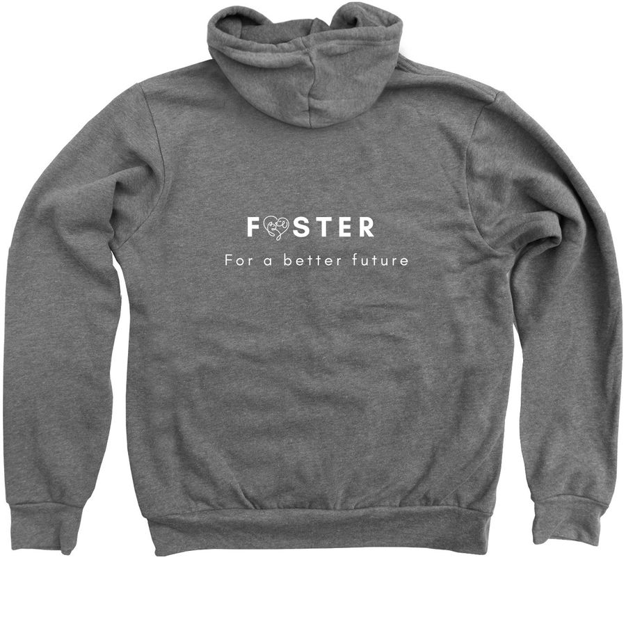 Fostering for a better future, a Deep Heather Zip Up Hoodie (back-view)