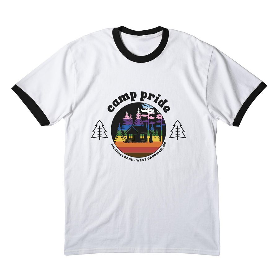 Camp Pride Counselors 2026, a White/ Jet Black Cotton Ringer Tee