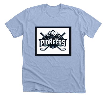He double hockey sticks, a Heather Baby Blue Premium Unisex Tee