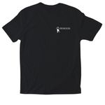 We don't leave them behind, a Black Softstyle Cotton Tee (back-view)