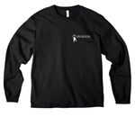 We don't leave them behind, a Black Unisex Heavyweight Long Sleeve Tee (back-view)