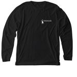 We don't leave them behind, a Solid Black Blend Premium Long Sleeve Tee (back-view)